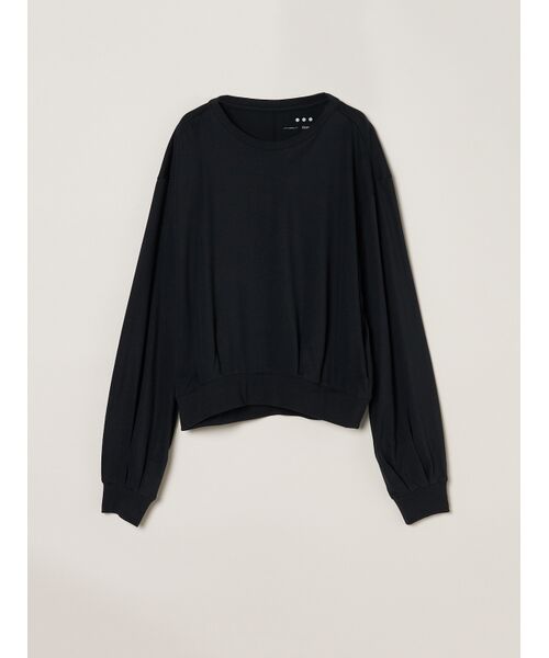 three dots / スリードッツ Tシャツ | Sueded jersey volume tops（black）