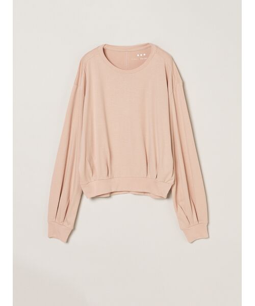 three dots / スリードッツ Tシャツ | Sueded jersey volume tops（nude pink）