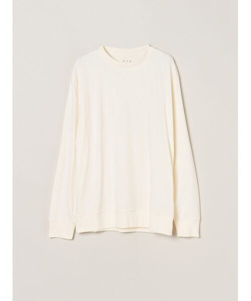 three dots / スリードッツ パーカー | Men's Sueded jersey sweat shirt（ivory）