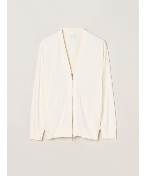 three dots / スリードッツ カーディガン・ボレロ | Men's Sueded jersey cardigan（ivory）