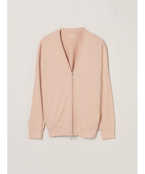 three dots / スリードッツ カーディガン・ボレロ | Men's Sueded jersey cardigan（nude pink）
