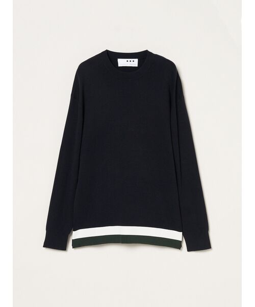 three dots / スリードッツ ニット・セーター | Men's org-ct Interlock knit crew neck（black）