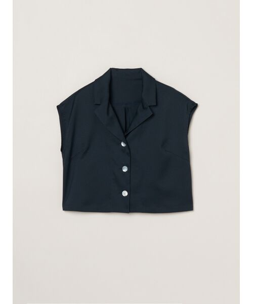 three dots / スリードッツ シャツ・ブラウス | Glossy twill tops（dark navy）