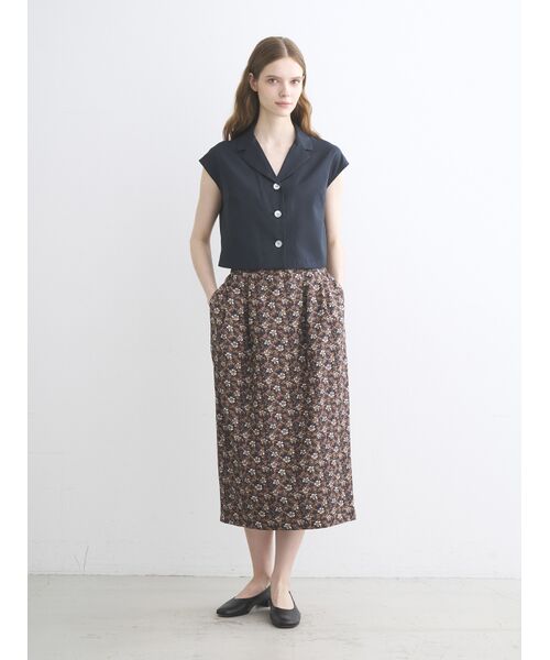 three dots / スリードッツ スカート | Glossy twill skirt | 詳細10