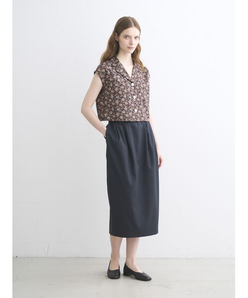 three dots / スリードッツ スカート | Glossy twill skirt | 詳細7