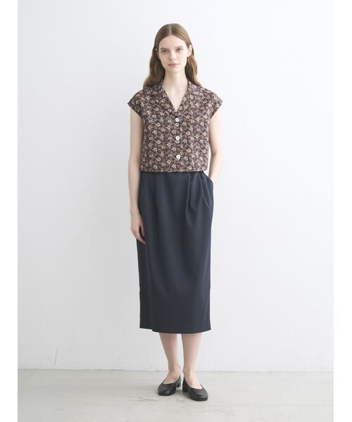 three dots / スリードッツ スカート | Glossy twill skirt | 詳細8