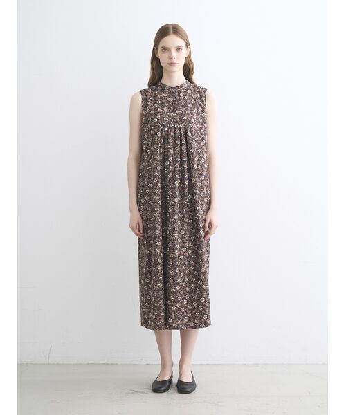 three dots / スリードッツ ドレス | Glossy twill dress | 詳細10