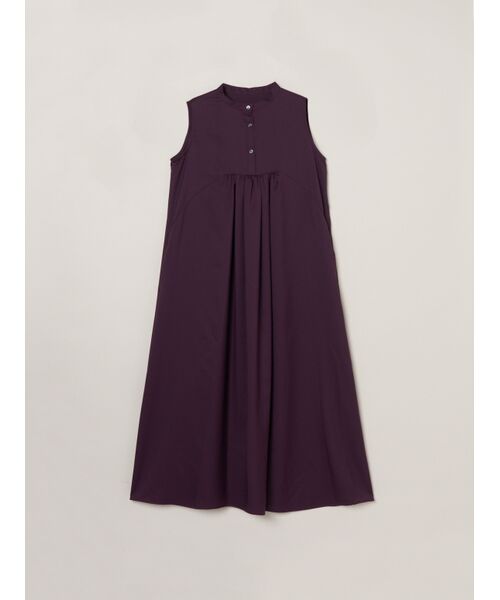 three dots / スリードッツ ドレス | Glossy twill dress（purple）