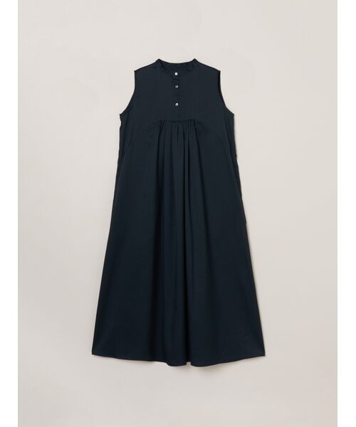three dots / スリードッツ ドレス | Glossy twill dress（dark navy）