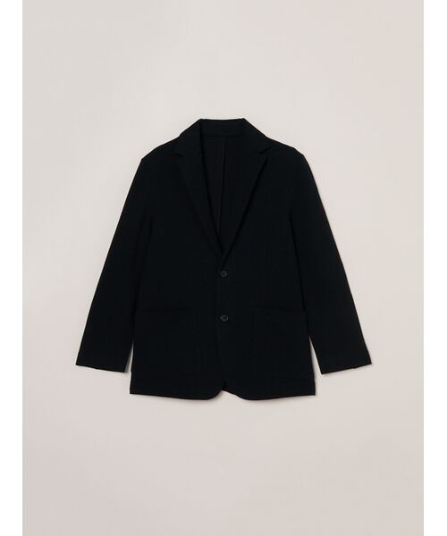 three dots / スリードッツ テーラードジャケット | Men's Stretch ponte jacket(black)