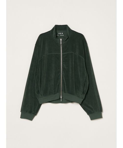 three dots / スリードッツ その他アウター | Velvet pile zip up blouson（deep green）