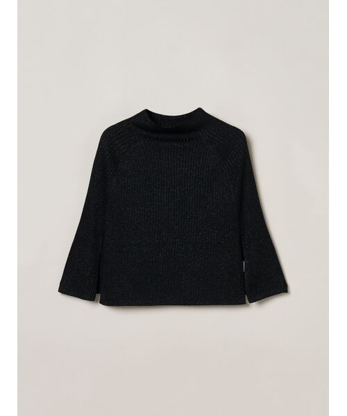 three dots / スリードッツ ニット・セーター | Lurex sweater cape（black）