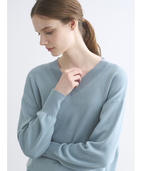 three dots / スリードッツ ニット・セーター | Air cotton tops | 詳細7