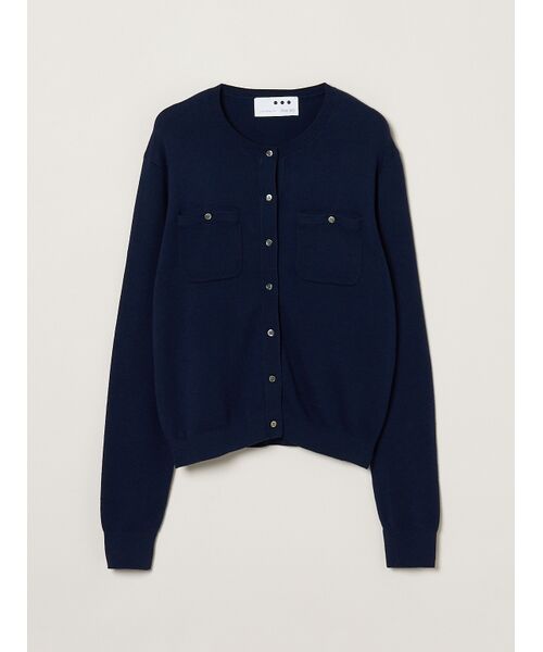 three dots / スリードッツ カーディガン・ボレロ | Air cotton cardigan（navy）
