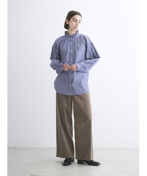 three dots / スリードッツ シャツ・ブラウス | Washed cotton gather shirt | 詳細9