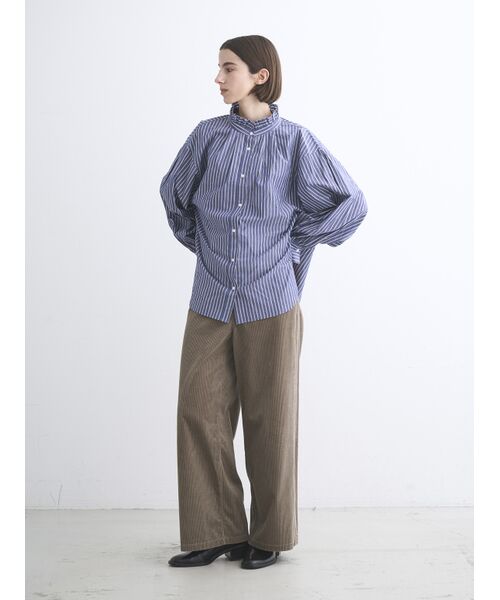 three dots / スリードッツ シャツ・ブラウス | Washed cotton gather shirt | 詳細10