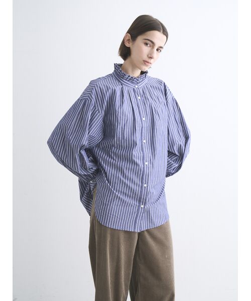 three dots / スリードッツ シャツ・ブラウス | Washed cotton gather shirt | 詳細6