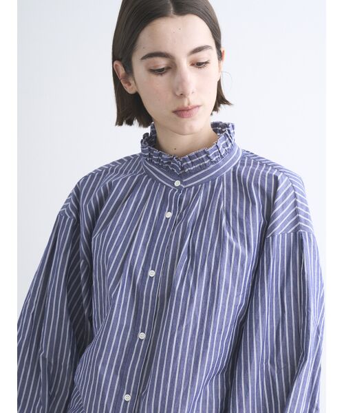 three dots / スリードッツ シャツ・ブラウス | Washed cotton gather shirt | 詳細7