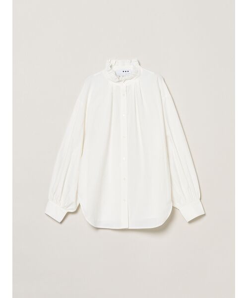 three dots / スリードッツ シャツ・ブラウス | Washed cotton gather shirt（white）