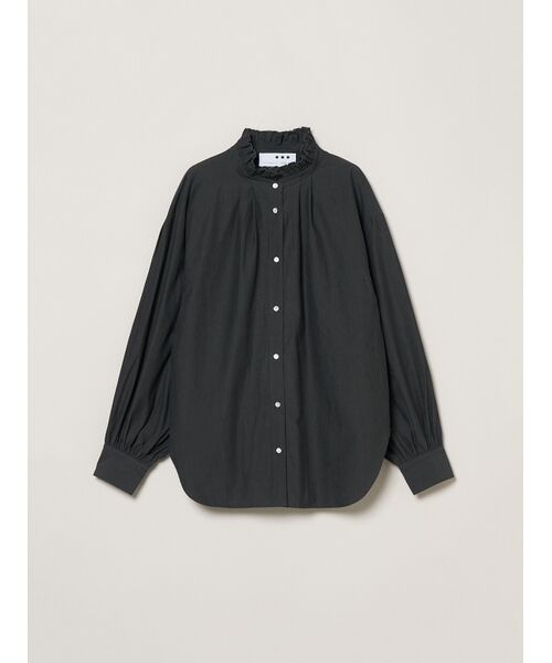 three dots / スリードッツ シャツ・ブラウス | Washed cotton gather shirt（charcoal）