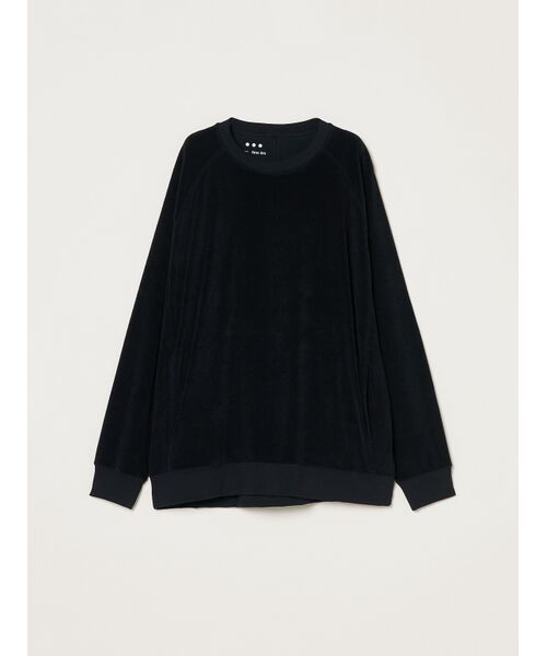 three dots / スリードッツ パーカー | Men's Velvet pile cocoon sweat（black）