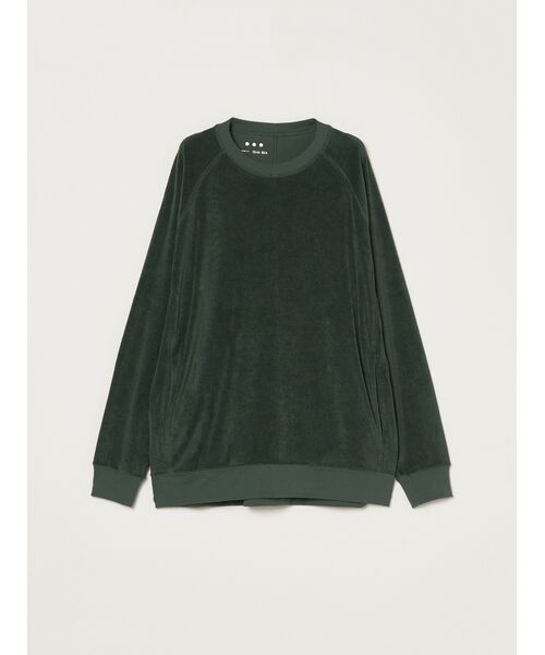 three dots / スリードッツ パーカー | Men's Velvet pile cocoon sweat（deep green）