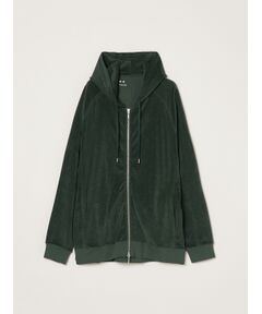three dots / スリードッツ パーカー | Men's Velvet pile zip cocoon hoody