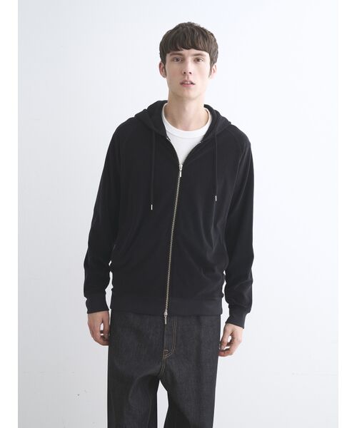 three dots / スリードッツ パーカー | Men's Velvet pile zip cocoon hoody | 詳細6