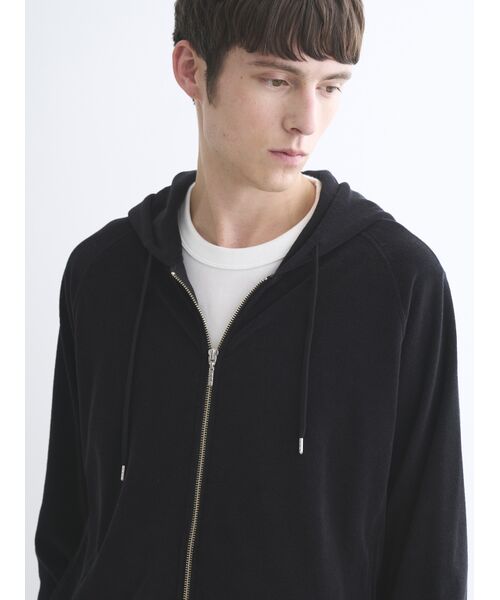 three dots / スリードッツ パーカー | Men's Velvet pile zip cocoon hoody | 詳細7