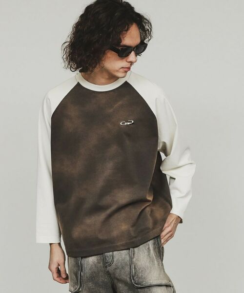 tk. TAKEO KIKUCHI/ティーケー タケオキクチ ブリーチラグランスリーブTシャツ ブラウン(543) 03(L) tk. TAKEO KIKUCHI/ティーケー タケオキクチ ブリーチラグランスリーブTシャツ ブラウン(543) 03(L)