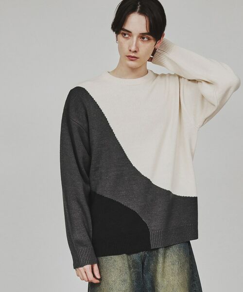 tk.TAKEO KIKUCHI / ティーケー タケオキクチ ニット・セーター | カーブスイッチニット | 詳細1
