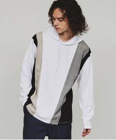 tk.TAKEO KIKUCHI / ティーケー タケオキクチ パーカー | ストライプ切替ポンチパーカ