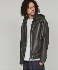 tk.TAKEO KIKUCHI / ティーケー タケオキクチ レザーブルゾン・ジャケット | フードライダースジャケット