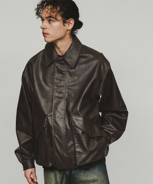 tk.TAKEO KIKUCHI / ティーケー タケオキクチ レザーブルゾン・ジャケット | ミリタリーシャツブルゾン | 詳細5