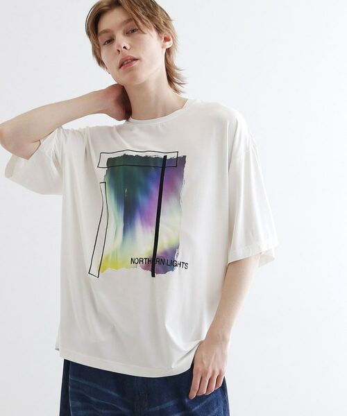 tk. TAKEO KIKUCHI/ティーケー タケオキクチ オーロラプリントドレープTシャツ オフホワイト(003) 02(M) tk. TAKEO KIKUCHI/ティーケー タケオキクチ オーロラプリントドレープTシャツ オフホワイト(003) 02(M)