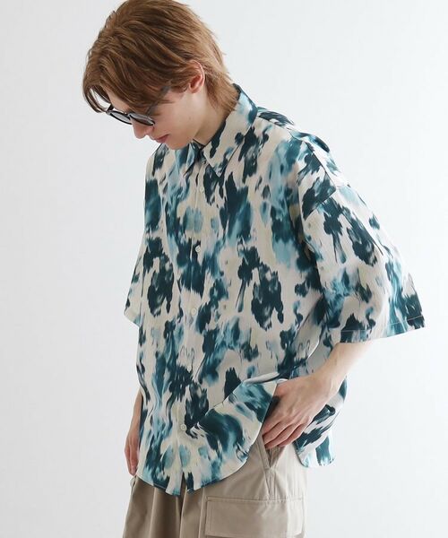 tk. TAKEO KIKUCHI/ティーケー タケオキクチ 楊柳ブラープリントシャツ ネイビー(494) 01(S) tk. TAKEO KIKUCHI/ティーケー タケオキクチ 楊柳ブラープリントシャツ ネイビー(494) 01(S)