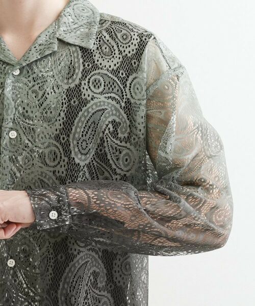 tk.TAKEO KIKUCHI / ティーケー タケオキクチ シャツ・ブラウス | グラデペイズリーレースシャツ | 詳細25