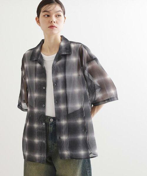 tk.TAKEO KIKUCHI / ティーケー タケオキクチ シャツ・ブラウス | メッシュオンブレーチェックシャツ | 詳細12
