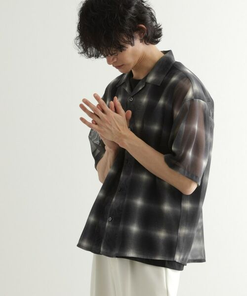 tk. TAKEO KIKUCHI/ティーケー タケオキクチ メッシュオンブレーチェックシャツ ブラック(219) 02(M) tk. TAKEO KIKUCHI/ティーケー タケオキクチ メッシュオンブレーチェックシャツ ブラック(219) 02(M)