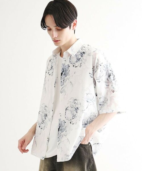 tk.TAKEO KIKUCHI / ティーケー タケオキクチ シャツ・ブラウス | シアージャカードフラワーシャツ | 詳細2