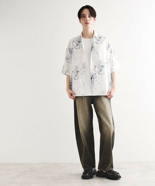 tk.TAKEO KIKUCHI / ティーケー タケオキクチ シャツ・ブラウス | シアージャカードフラワーシャツ | 詳細3