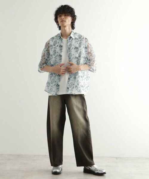 tk.TAKEO KIKUCHI / ティーケー タケオキクチ シャツ・ブラウス | シアーフラワーシャツ | 詳細3
