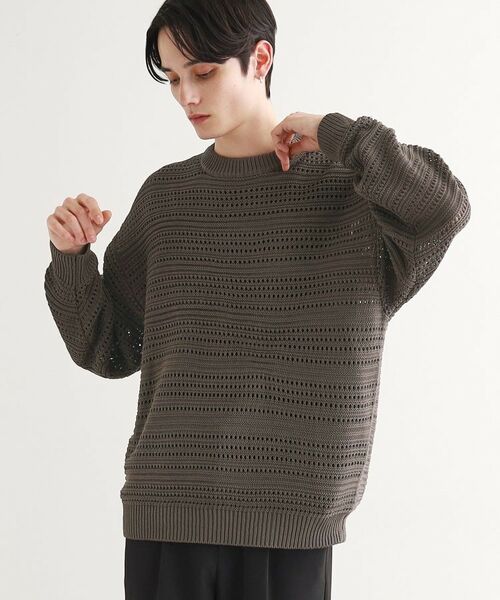 tk.TAKEO KIKUCHI / ティーケー タケオキクチ ニット・セーター | 透かしクルーニット | 詳細1