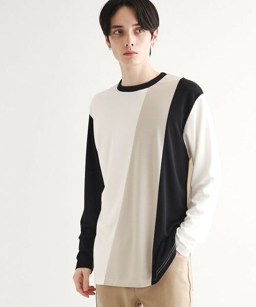 tk.TAKEO KIKUCHI / ティーケー タケオキクチ Tシャツ | 【UV／接触冷感】ナナメ切替アソートロンT | 詳細1