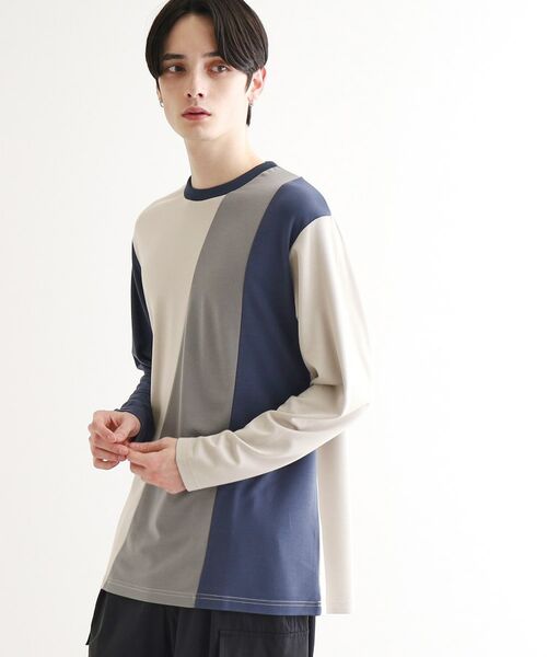 tk. TAKEO KIKUCHI/ティーケー タケオキクチ 【UV/接触冷感】ナナメ切替アソートロンT グレー(412) 02(M) tk. TAKEO KIKUCHI/ティーケー タケオキクチ 【UV/接触冷感】ナナメ切替アソートロンT グレー(412) 02(M)