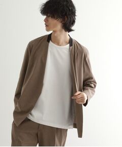 メンズ ノーカラージャケット（条件：ベージュ系