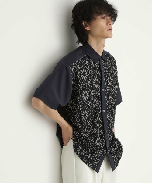 tk. TAKEO KIKUCHI/ティーケー タケオキクチ ボタニカルレースシャツ ネイビー(094) 02(M) tk. TAKEO KIKUCHI/ティーケー タケオキクチ ボタニカルレースシャツ ネイビー(094) 02(M)