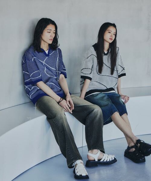 tk.TAKEO KIKUCHI / ティーケー タケオキクチ ニット・セーター | ラインアートニットポロ | 詳細13