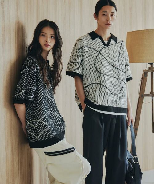 tk.TAKEO KIKUCHI / ティーケー タケオキクチ ニット・セーター | ラインアートニットポロ | 詳細14