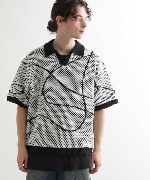 tk.TAKEO KIKUCHI / ティーケー タケオキクチ ニット・セーター | ラインアートニットポロ | 詳細17